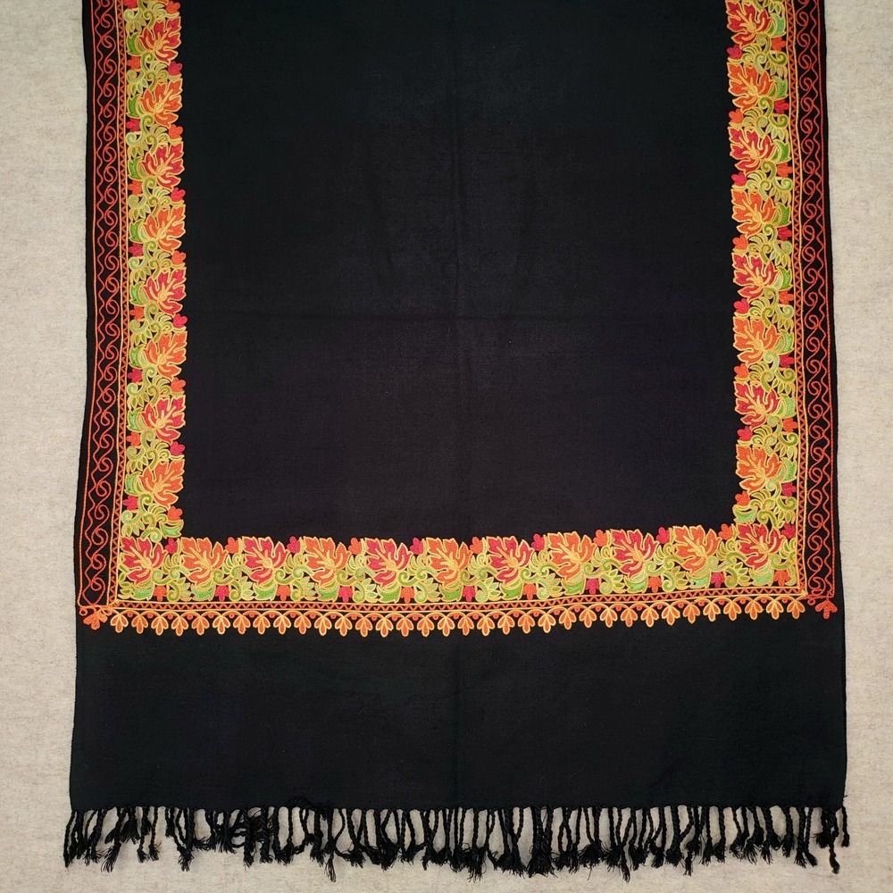Pashmina Autumn Leaf‎ Wrap Scarf Shawl Fall Colors Boho Chic Hippie Embroidered - Picture 10 of 11